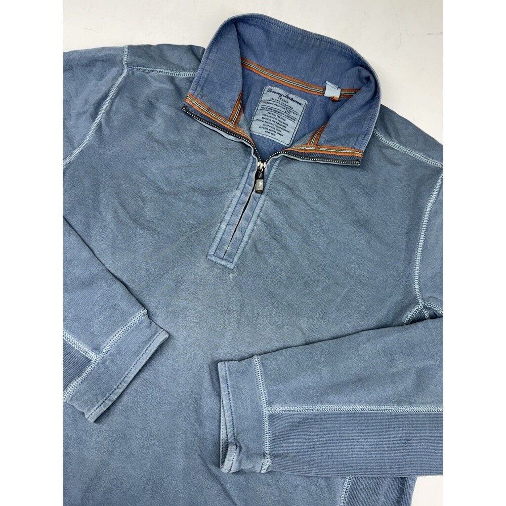 Tommy Bahama Jeans Island Crafted Men’s Large Blue 1/4 Zip Pullover Shirt